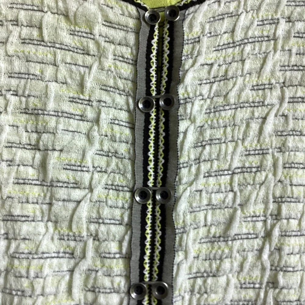 Aldo Martins Cardigan Sweater Womens Size 6 Yellow Black Lightweight Academia